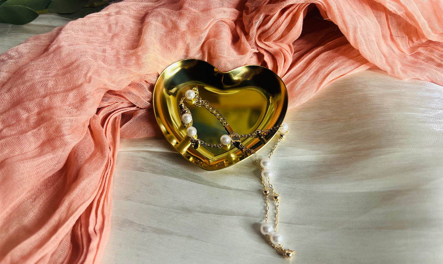 Gold Heart Jewelry Tray